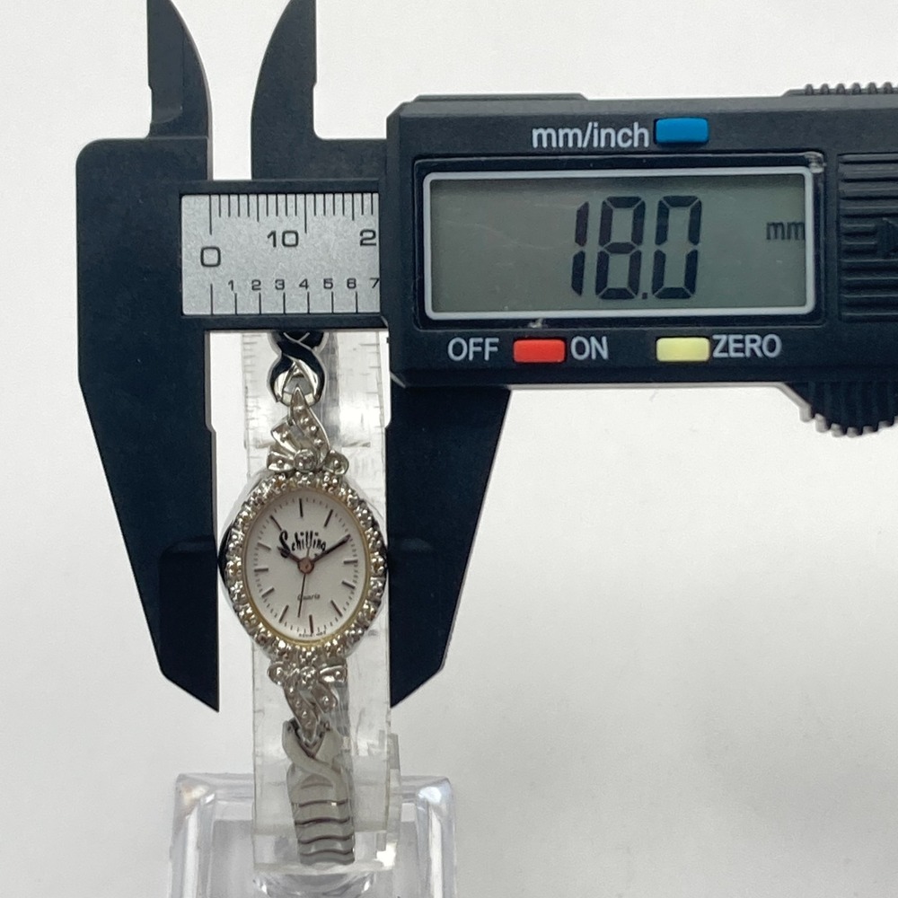 Vintage Inspired Womens Watch Silver Tone Crystals Stretch Band New Battery 6.75 - Picture 9 of 14
